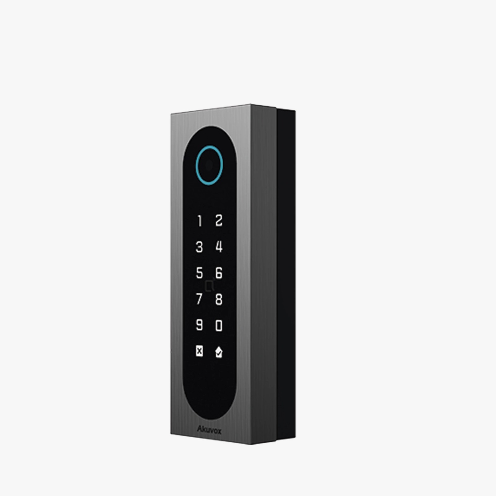 Control de Acceso Slim Akuvox A08S / Aluminio y Vidrio Templado / IP65 & IK09 / Capacidad para 20,000 Tarjetas / Métodos de Acceso Multi (QR, Bluetooth, PIN, RFID) / Soporta Wiegand / 1 Salida de Relay